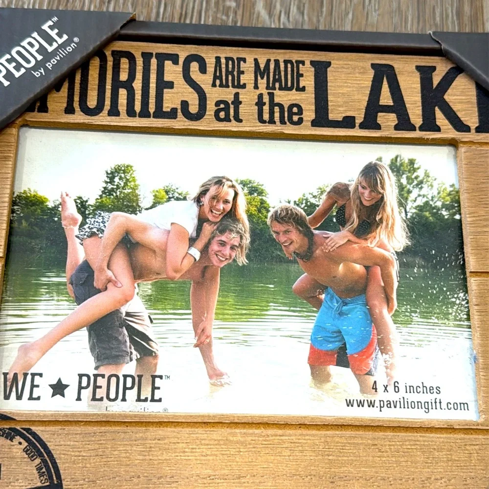 WE People Memories Are Made at the Lake Rustic Wooden Photo Frame Holds 4”x6” - Picture 6 of 7